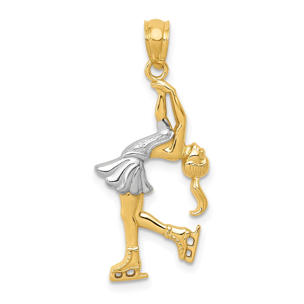 14K and White Rhodium Ice Skater Pendant, 23 x 13 mm