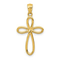 14k Yellow Gold Ribbon Cross Pendant, 23 x 14 mm