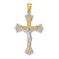 14k Two-tone Crucifix Pendant, 35 x 24 mm