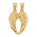 14k Two-Piece Break-Apart Diamond-cut Wings Pendant, 18 x 15 mm
