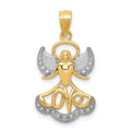 14K and White Rhodium LOVE Angel Pendant, 21 x 14 mm