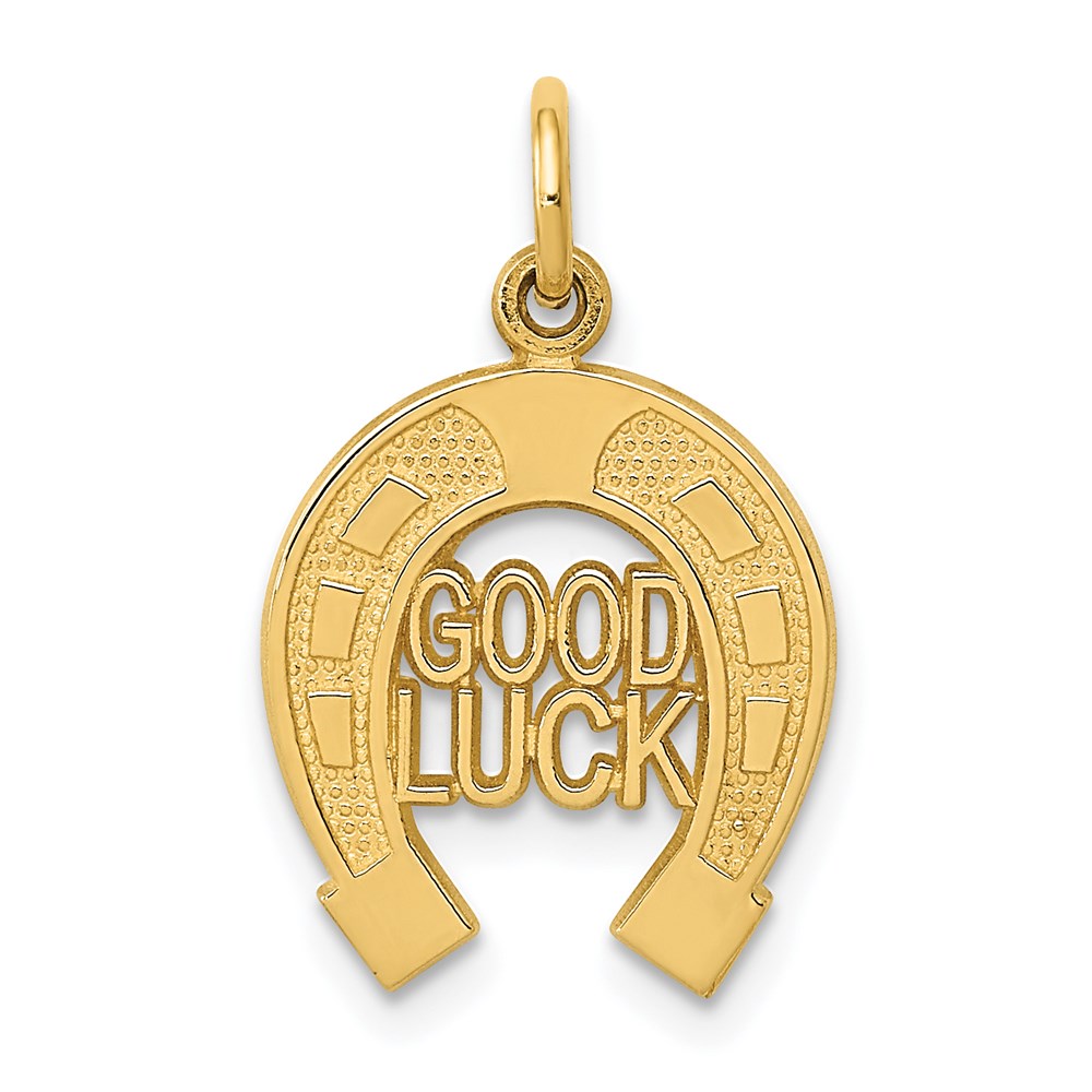14k GOOD LUCK Horseshoe Charm, 20 x 10 mm