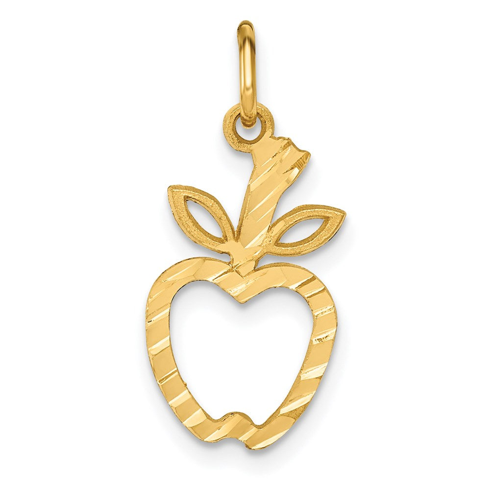 14k Diamond-cut Apple Charm, 22 x 11 mm