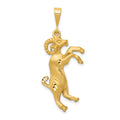 14k Satin Diamond-cut Aries Zodiac Charm, 40 x 16 mm