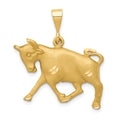 14k Satin Diamond-cut Taurus Zodiac Charm, 30 x 25 mm