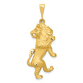 14k Satin Diamond-cut Leo Zodiac Charm, 40 x 16 mm