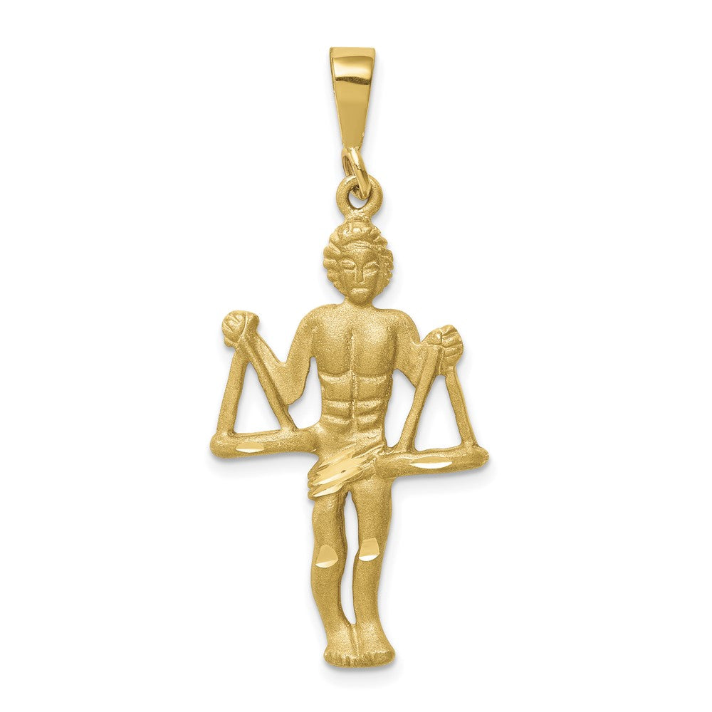 14k Satin Diamond-cut Libra Zodiac Charm, 42 x 18 mm