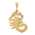 14k Satin Diamond-cut Scorpio Zodiac Charm, 33 x 20 mm