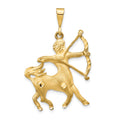 14k Satin Diamond-cut Sagittarius Zodiac Charm, 38 x 24 mm