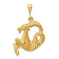 14k Satin Diamond-cut Capricorn Zodiac Charm, 30 x 20 mm