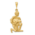 14k Satin Diamond-cut Aquarius Zodiac Charm, 40 x 17 mm
