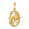 14k Satin Diamond-cut Pisces Zodiac Charm, 35 x 17 mm
