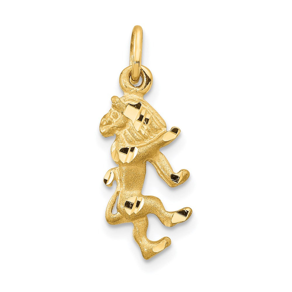 14k Satin Diamond-cut Leo Zodiac Charm, 22 x 8 mm