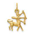 14k Satin Diamond-cut Sagittarius Zodiac Charm, 19 x 12 mm