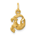14k Satin Diamond-cut Capricorn Zodiac Charm, 18 x 9 mm