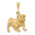 14k Satin Diamond-cut Bulldog Pendant, 29 x 20 mm