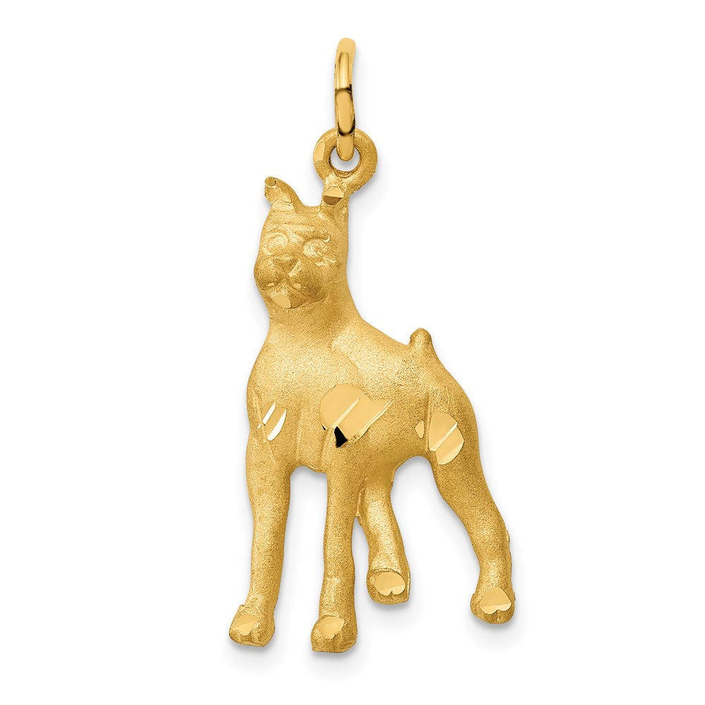 14k Satin Diamond-cut Boxer Dog Charm, 30 x 14 mm