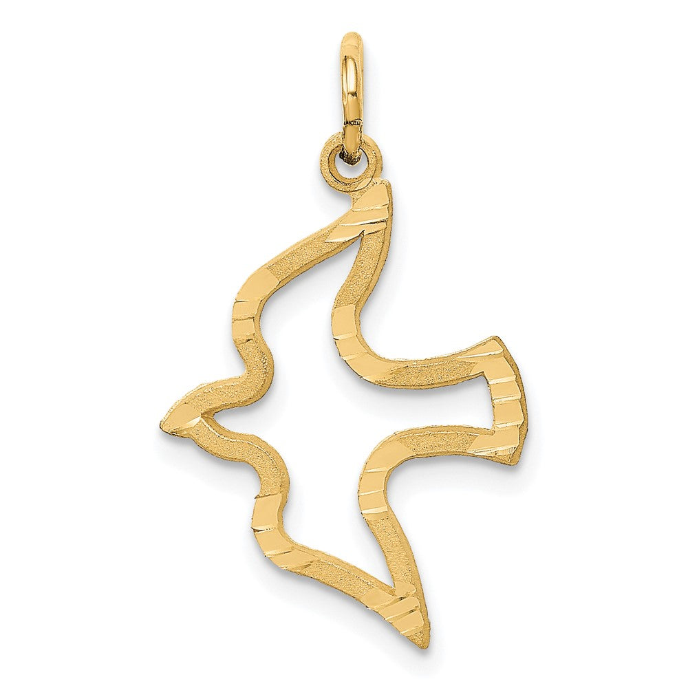 14K Satin and Diamond-Cut Dove Cut-out Charm, 25 x 15 mm