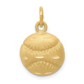 14k Satin Diamond-cut Baseball Charm, 20 x 11 mm