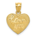 14k I LOVE YOU Script Heart Pendant, 17 x 14 mm