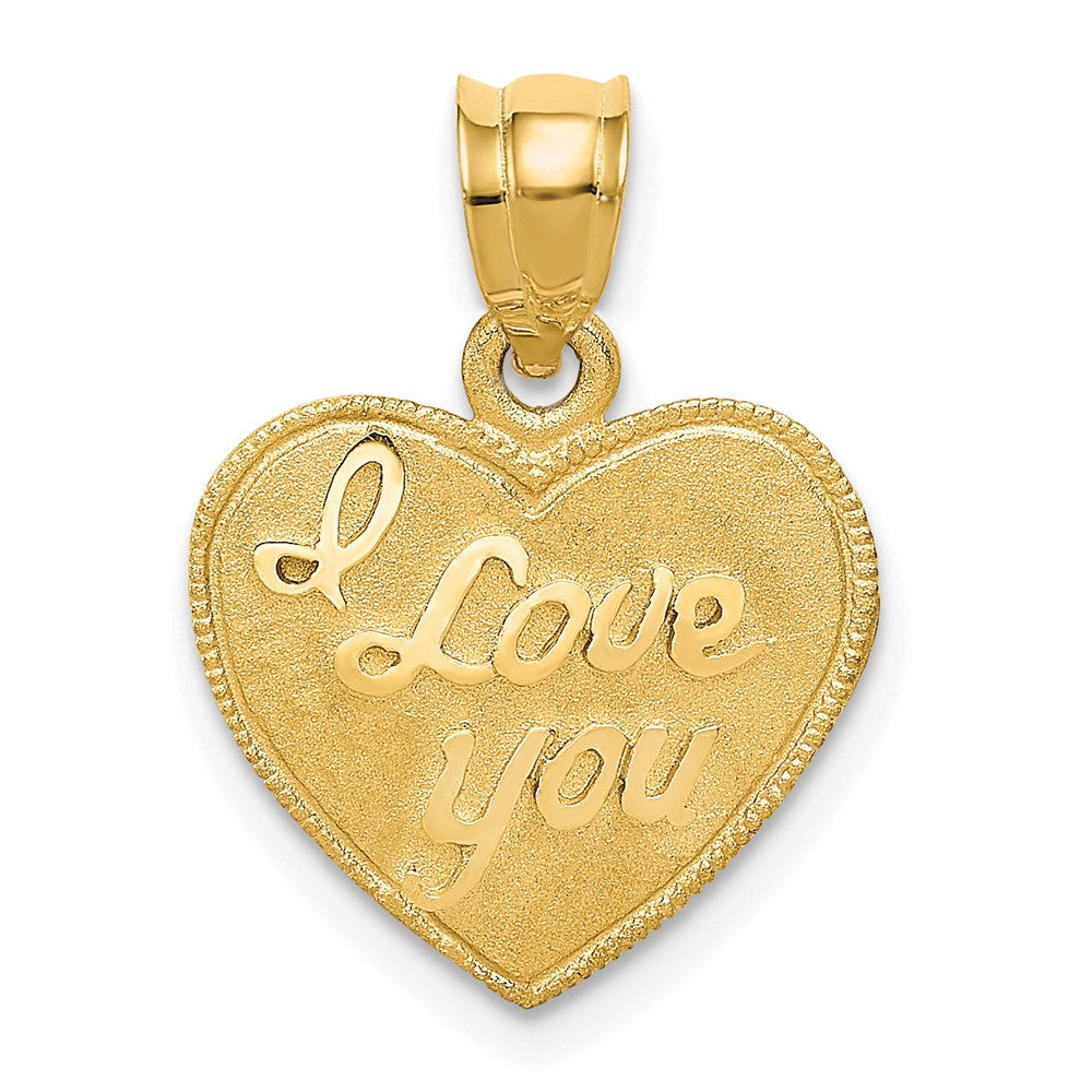 14k I LOVE YOU Script Heart Pendant, 17 x 14 mm