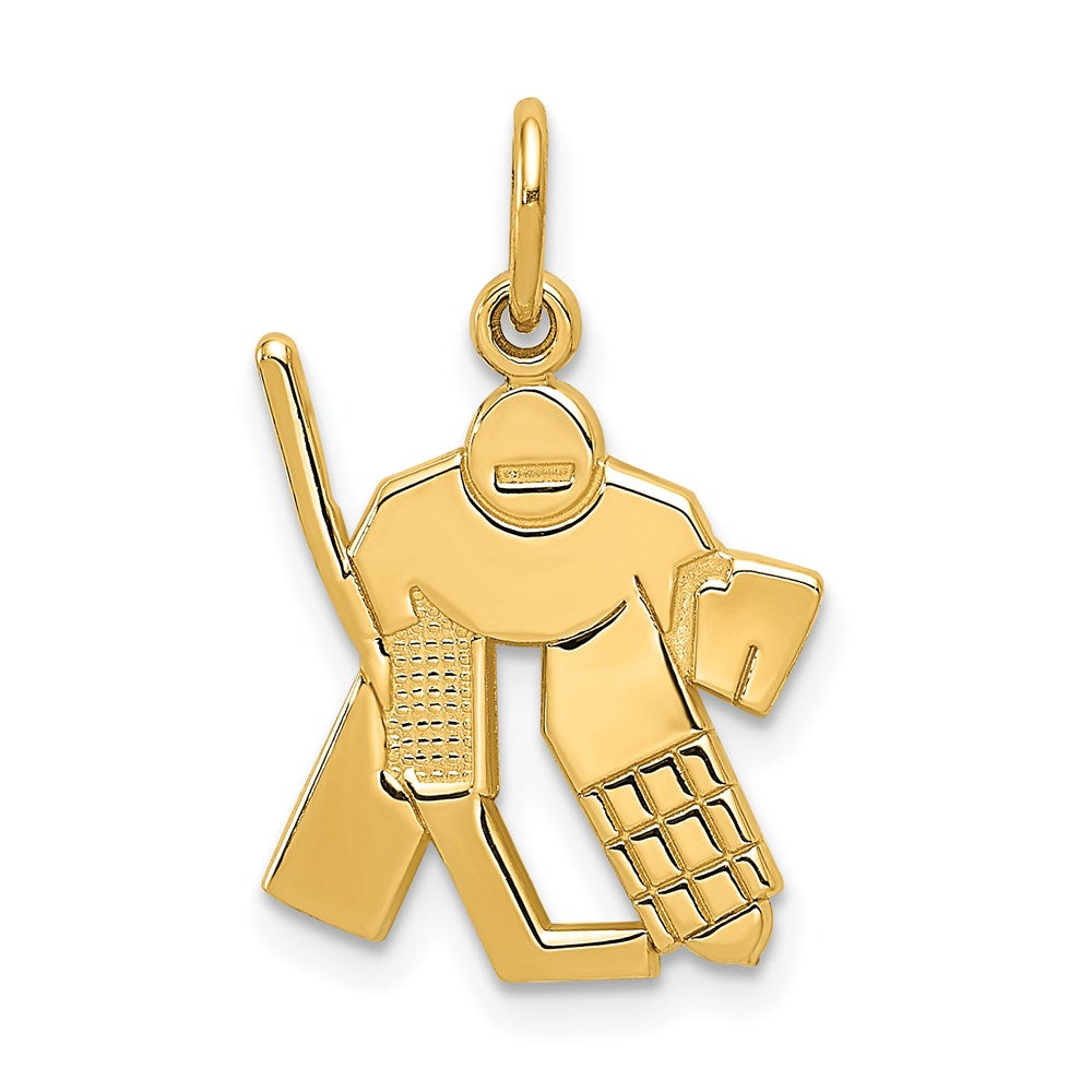 14k Hockey Goalie Charm, 21 x 15 mm
