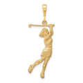 14k Satin Diamond-cut Female Golfer Pendant, 44 x 16 mm
