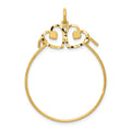 14k Diamond-cut Heart Charm Holder Pendant, 40 x 25 mm
