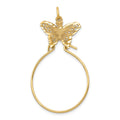 14k Filigree Butterfly Charm Holder Pendant, 40 x 20 mm