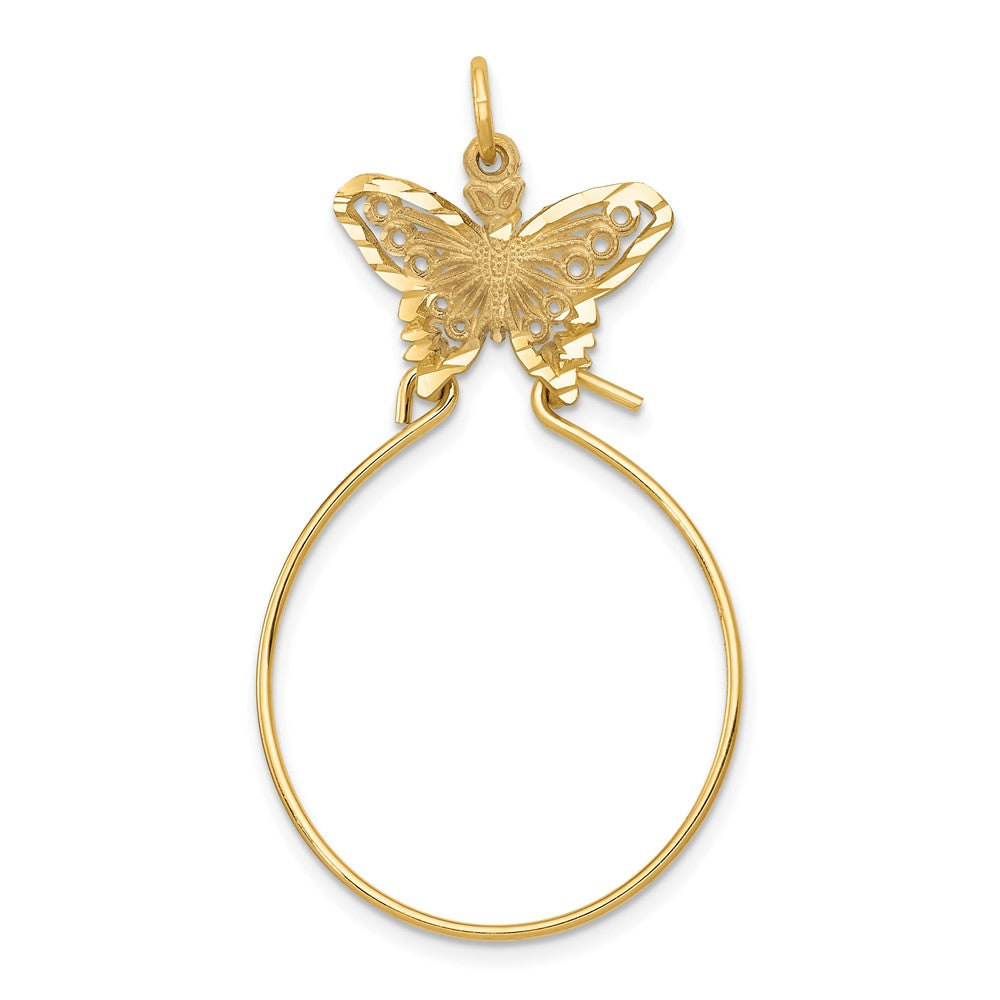 14k Filigree Butterfly Charm Holder Pendant, 40 x 20 mm