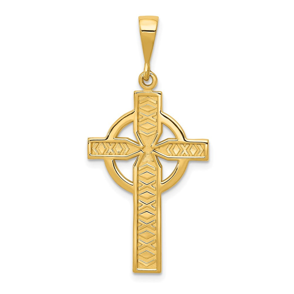 14k Celtic Cross Pendant, 38 x 11 mm