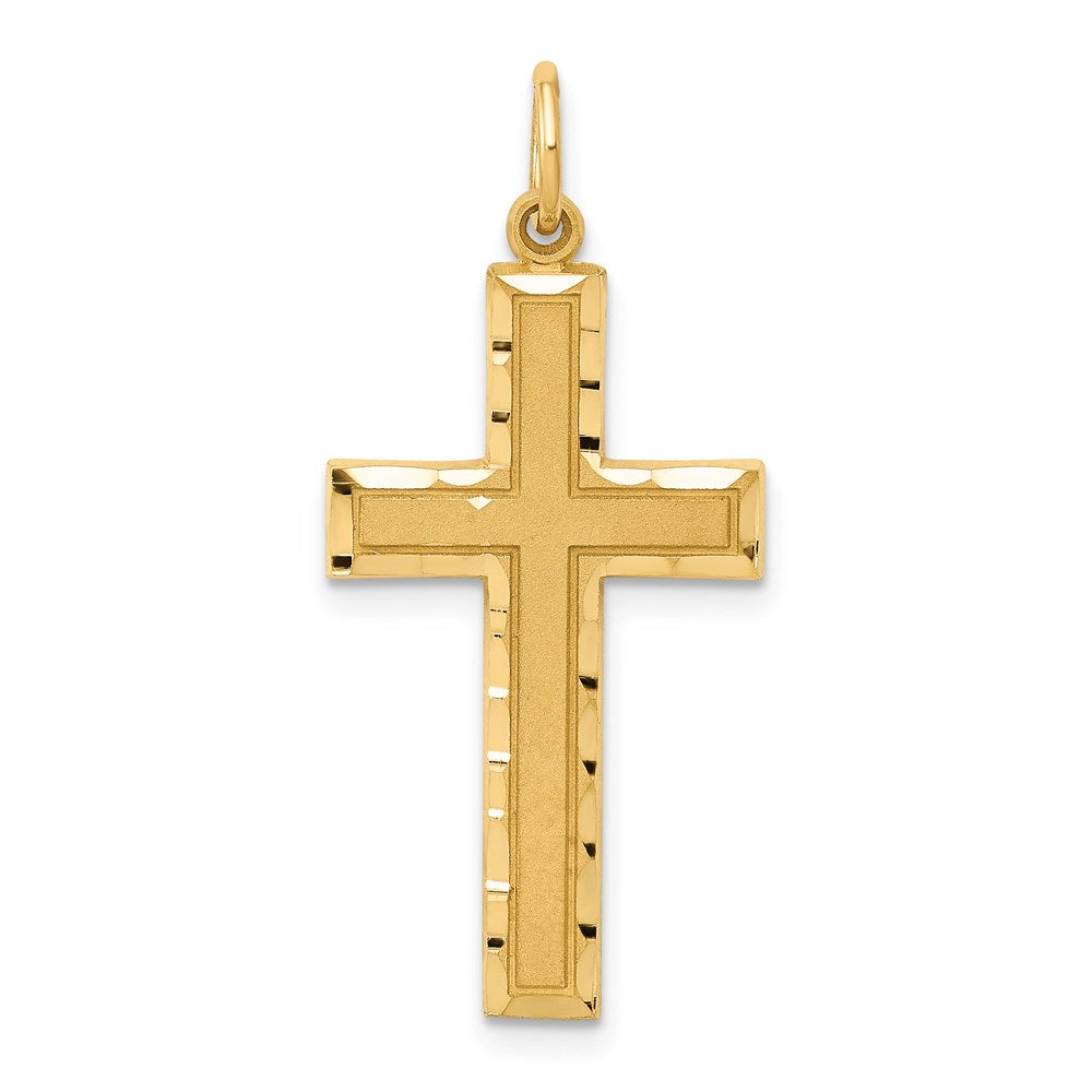 14K Diamond-cut Cross Charm, 33 x 15 mm