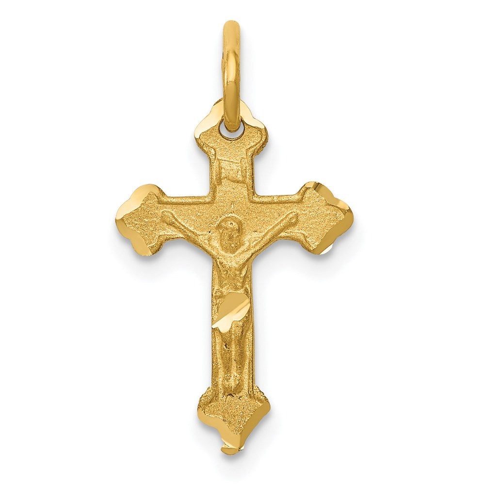 14k INRI Diamond-cut Crucifix Charm, 22 x 12 mm