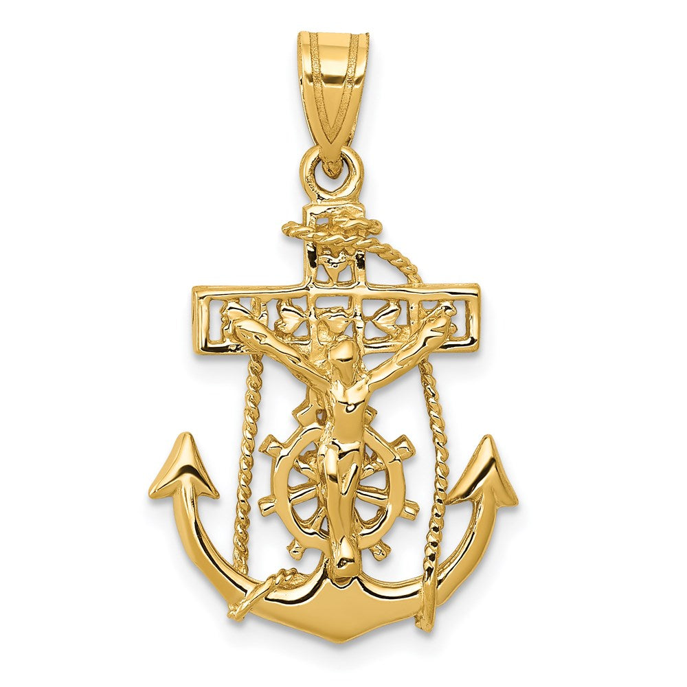 14k Mariners Crucifix Pendant, 29 x 18 mm
