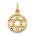 14k Solid Polished Star of David in Circle Charm, 19 x 12 mm