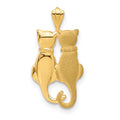 14k Satin and Polished Two Sitting Cats Pendant, 24 x 12 mm