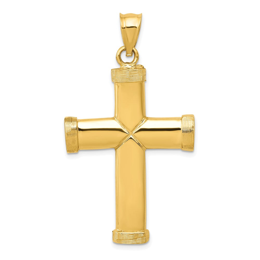 14k Polished Latin Cross Pendant, 47 x 26.5 mm