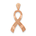14k Rose Gold Diamond-cut Awareness Ribbon Pendant, 22 x 10 mm