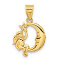 14K Angel, Moon and Star Pendant, 22 x 15 mm