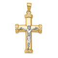 14k Two-tone Crucifix Pendant, 34 x 17 mm