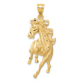 14k Large Satin Diamond-cut Horse Pendant, 49.5 x 21 mm