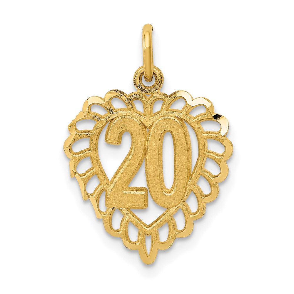 14k 20 in Heart Charm, 21 x 15 mm