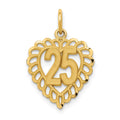 14k 25 in Heart Charm, 21 x 15 mm