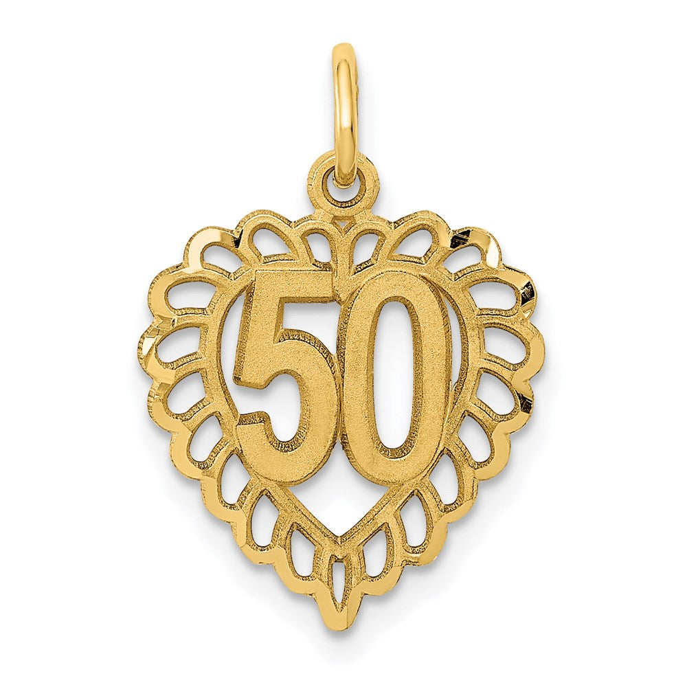 14k 50 in Heart Charm, 21 x 15 mm