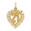 14k 21 in Heart Charm, 21 x 15 mm