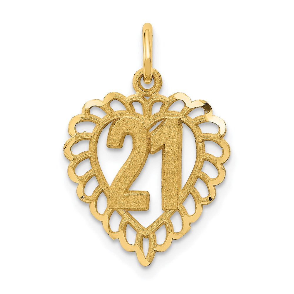 14k 21 in Heart Charm, 21 x 15 mm