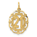 14k Diamond-cut 21 in Oval Pendant, 25 x 14 mm