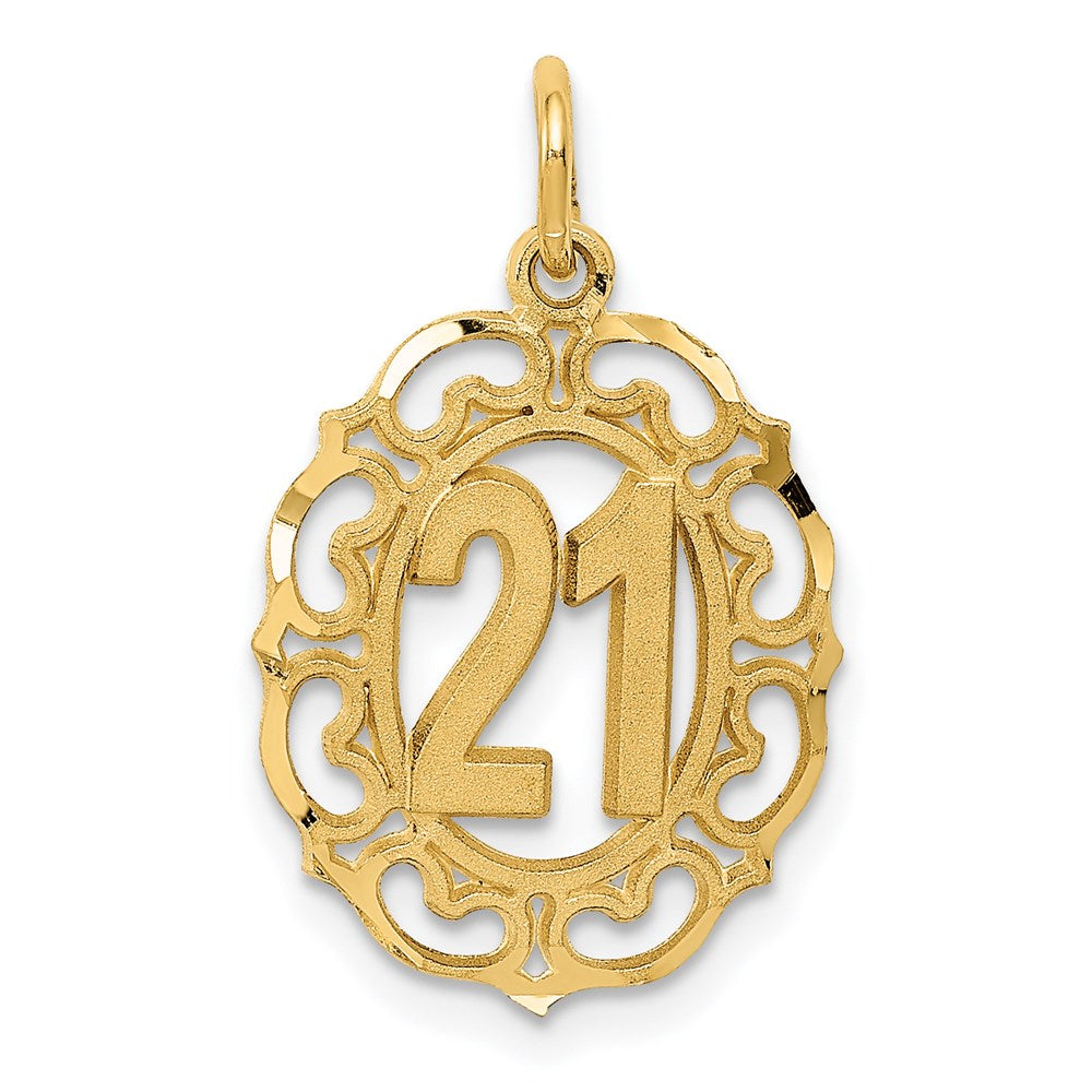14k Diamond-cut 21 in Oval Pendant, 25 x 14 mm