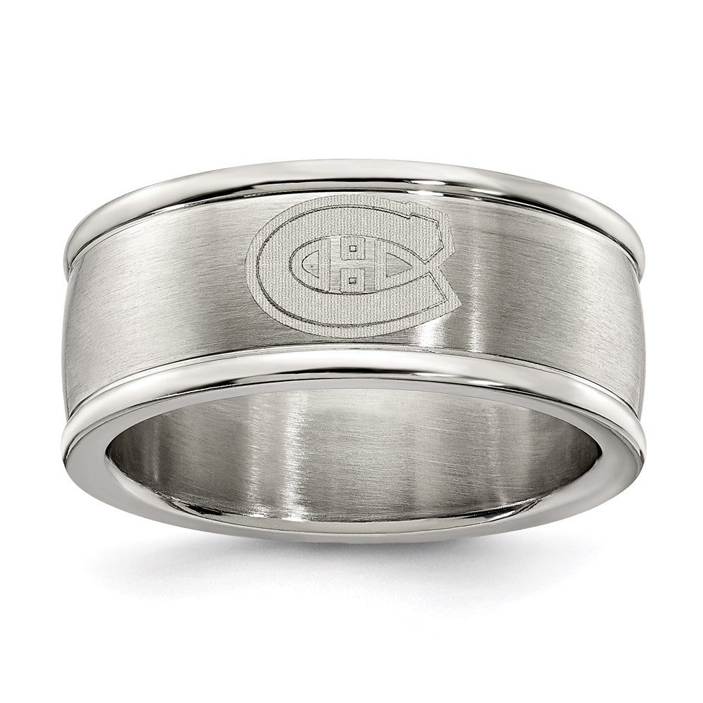 MONTREAL CANADIENS STAINLESS STEEL LOGO BAND RING SIZE 8, 0.7 x 0.3 mm