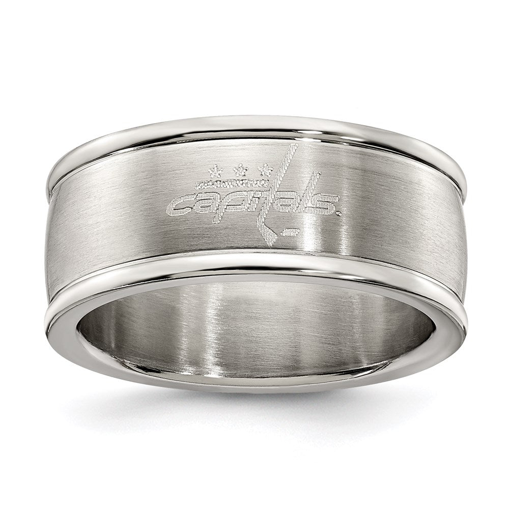 WASHINGTON CAPITALS STAINLESS STEEL LOGO BAND RING SIZE 9, 0.7 x 0.3 mm